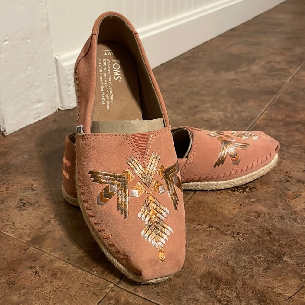 TOMS Alpargata Canyon Clay Tribal Embroidered Slip On Flats